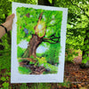 Hulheder i gamle træer akvarel af Mia Mouridsen illumia