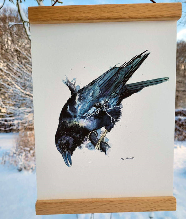 Munin odins ravn akvarel kunst