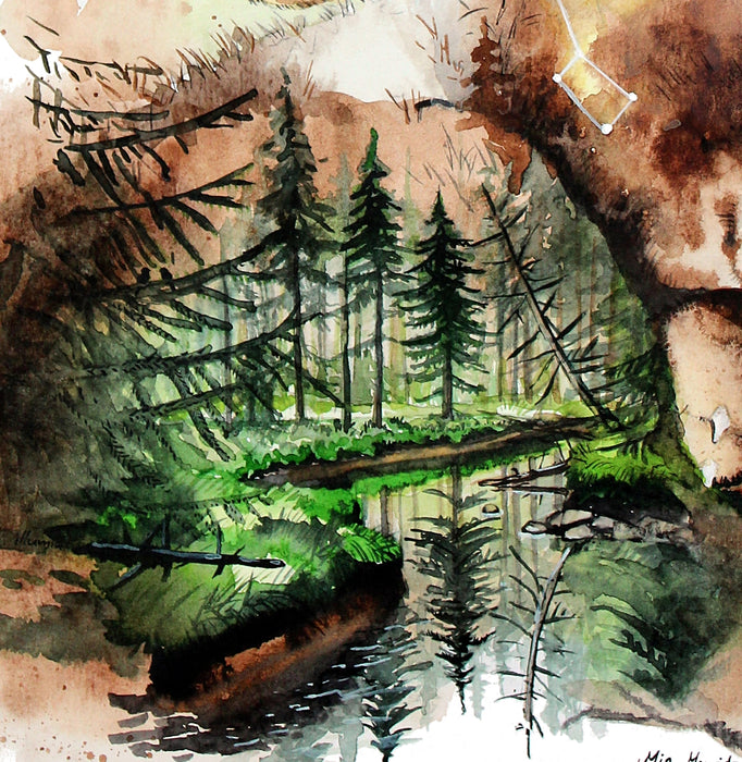 skovmaleri gemt i stjernetegnsbillede