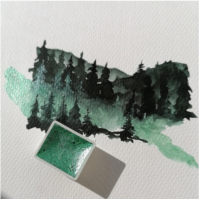 Håndlavet akvarelfarve grøn glimmer