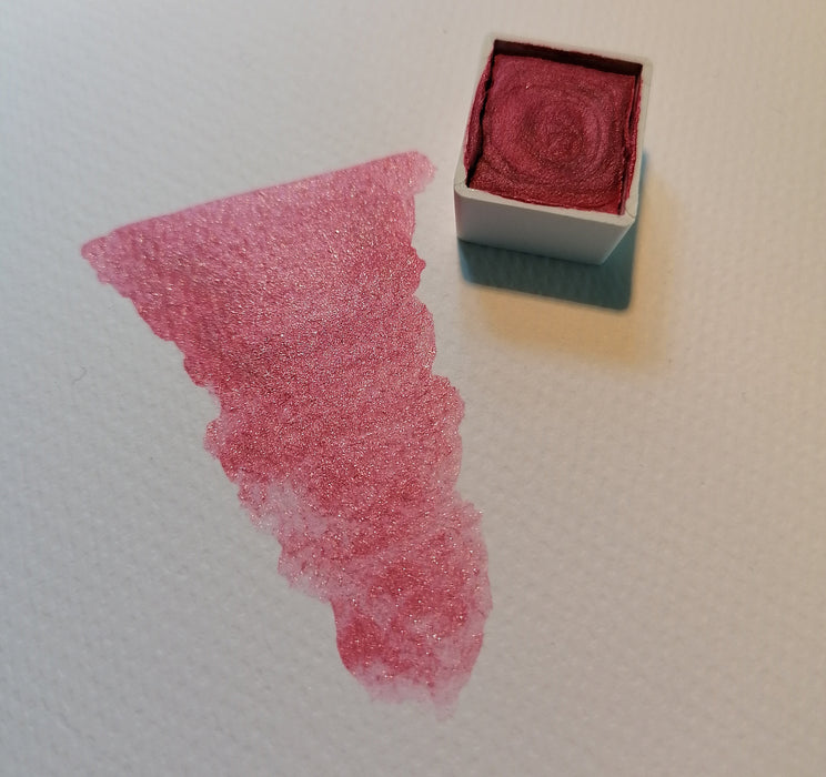 Lysrød akvarelmaling med glimmer