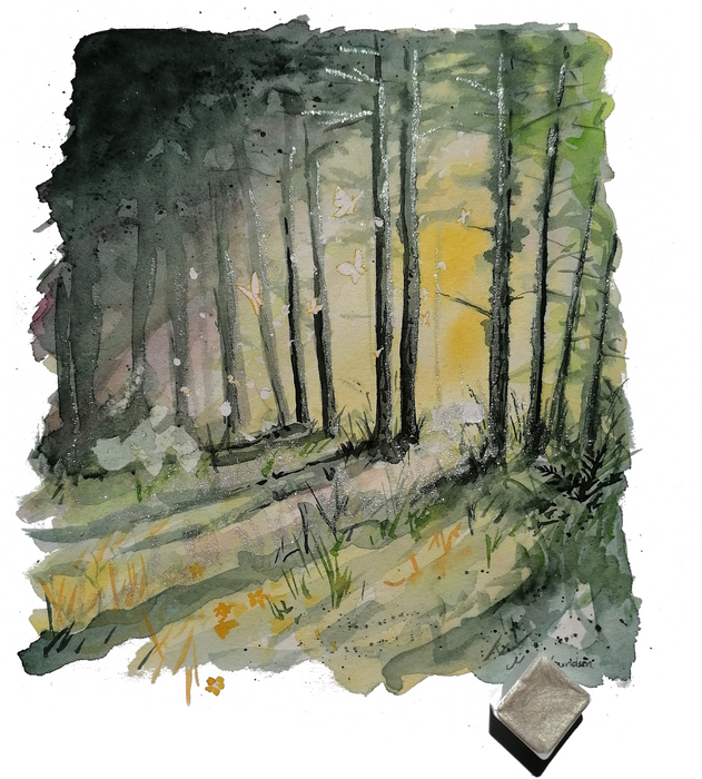 Grøn Perlemor akvarelmaling med perlemorseffekt