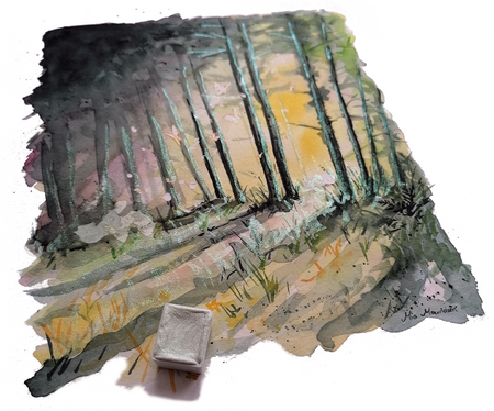 Akvarelmaling med perlemors effekt