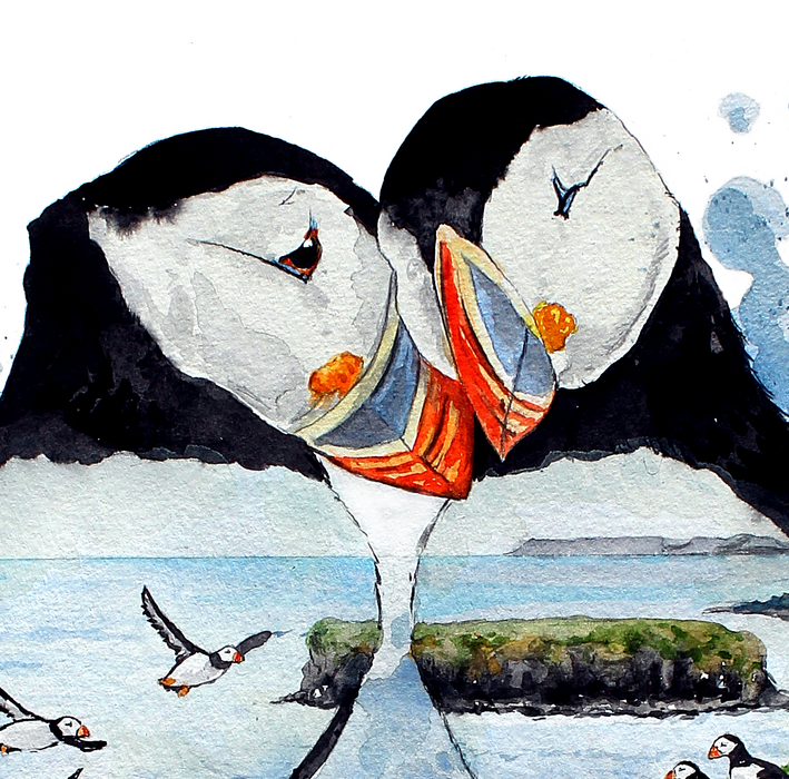 to lunder malet med akvarel fugle