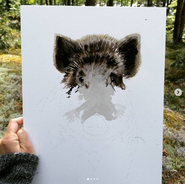 Vildsvin malet i Sverige