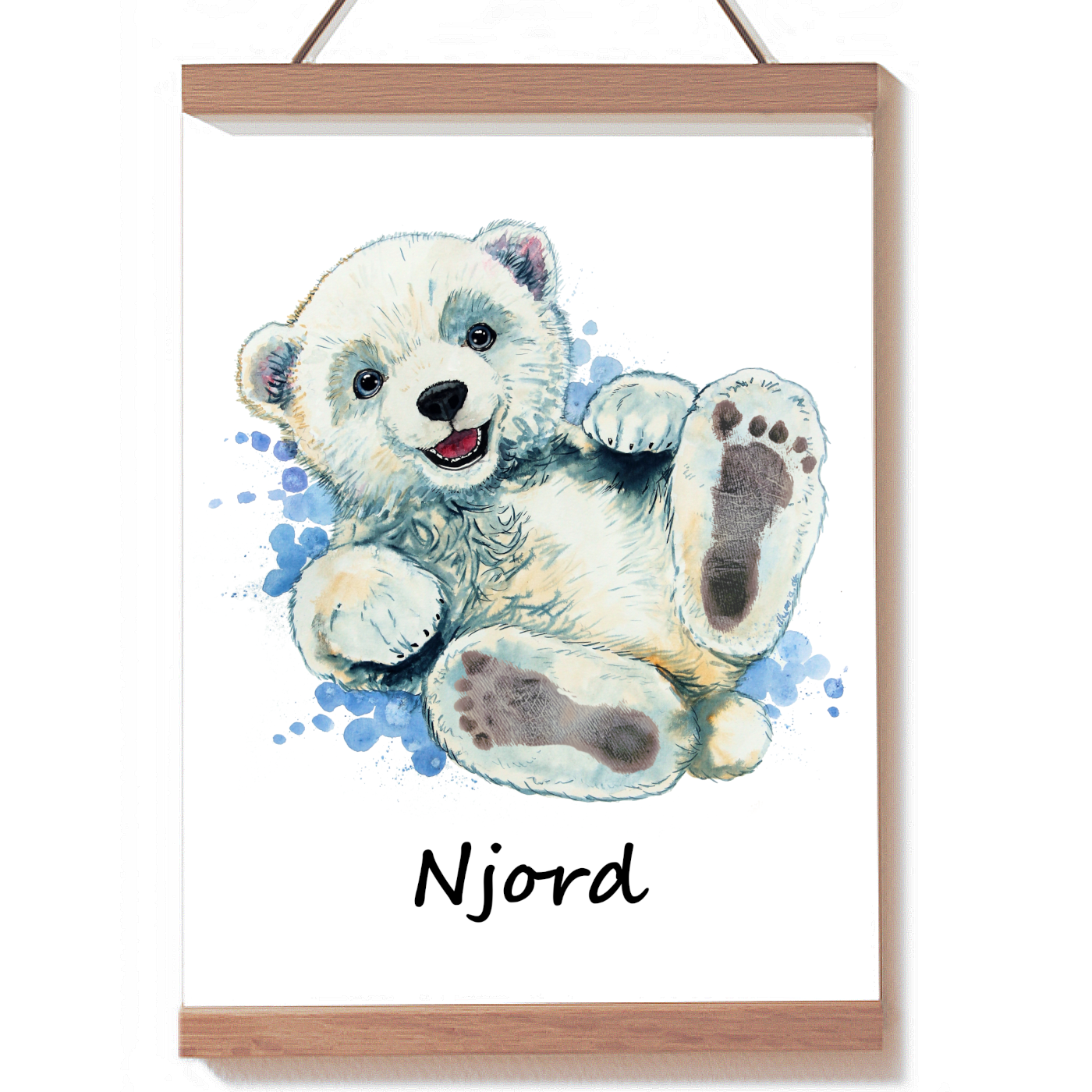 Isbjørn til fodaftrykplakat til babys fødder