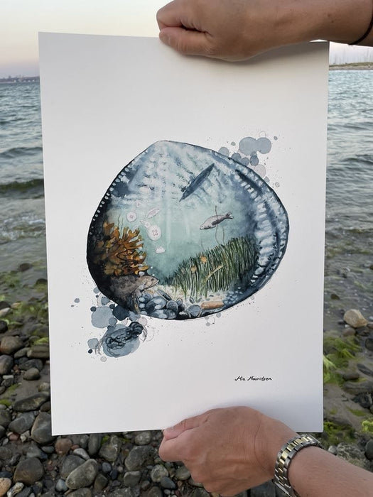 Akvarel kunst illustration forstenet søpindsvin