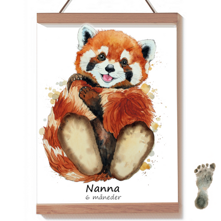 Fodaftrykplakate babypoter rød panda