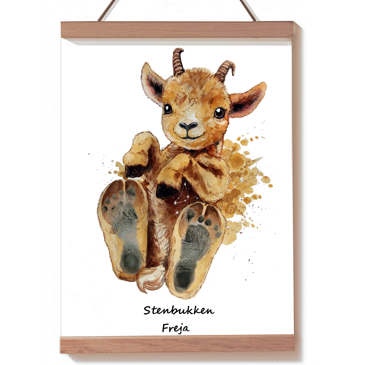 Stjernetegnet stenbukken til at tage babys fodaftryk som den sødeste fodaftryk plakat og stjernetegnsplakat
