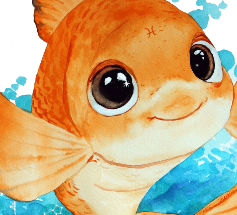 Baby fodaftryk | Fodaftryk plakat | Stjernetegn Fisken