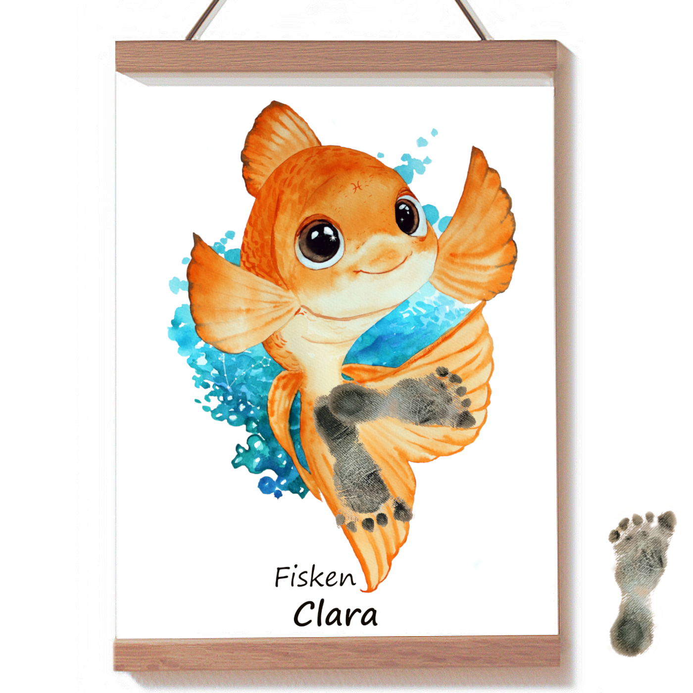 Baby fodaftryk | Fodaftryk plakat | Stjernetegn Fisken