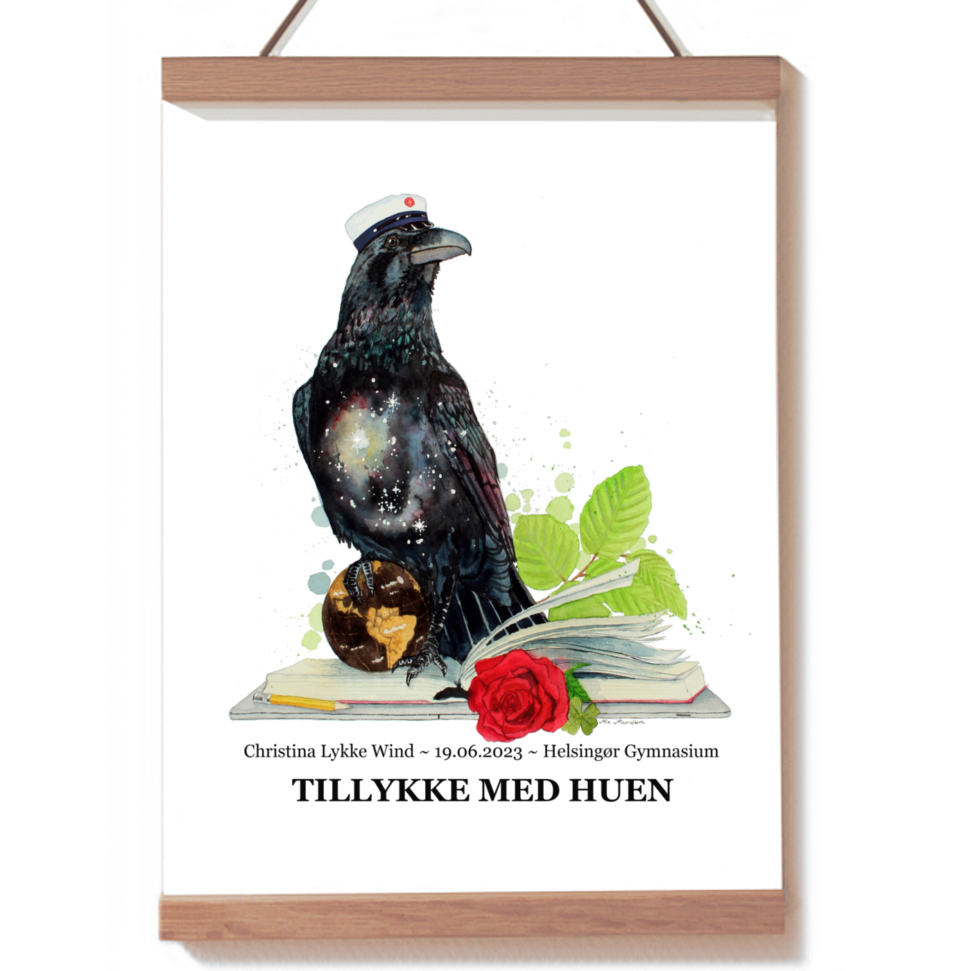 Studenterplakat med mørkeblå hue