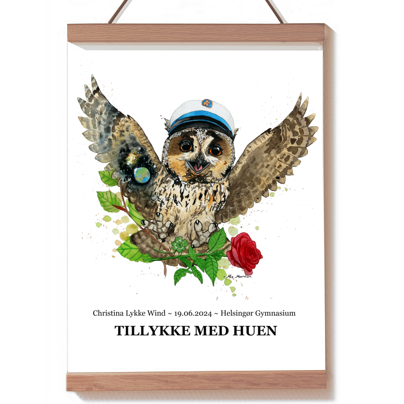 Studenterplakat med lyseblå hue