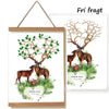 Fingertryktræ og billede med fingeraftryk af en familie med hjorte