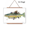 havørred malet med akvarel, plakat med fisk