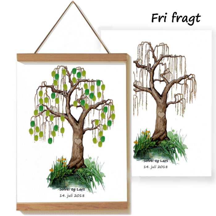 Piletræ som fingertryk plakat til bryllup og fest og gæsteplakat