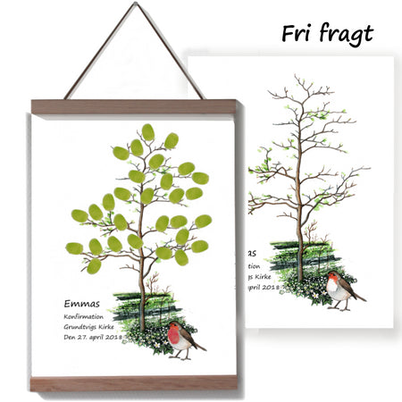 Fingertryk plakat træ med et kristent budskab til konfirmation