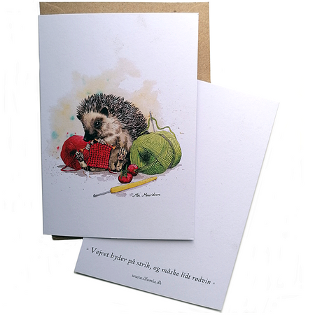 kort og postkort med strikkepindsvin