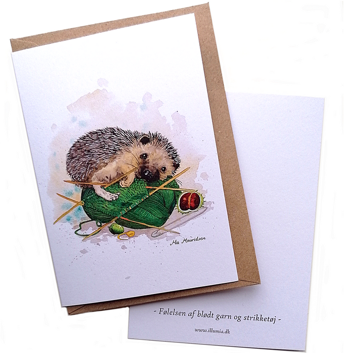 kort med pindsvin til strikkere