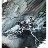 Akvarelmaleri med guden Thor som kører i sin stridsvogn med sine to geder