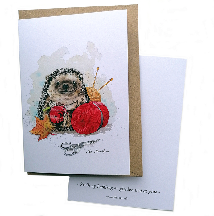 postkort med strikkepindsvin og hæklepindsvin